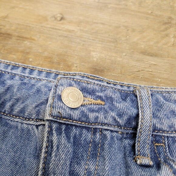 Forever 21 Premium Embroidered Fruit Denim Shorts Blue Women Mid Rise Raw Hem 26 - Picture 8 of 11